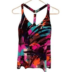 NWOT‎ AQUA GREEN | Abstract Color Tankini Top S